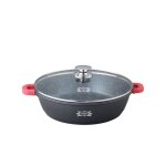 Haussmann heritage sautoir 32 cm fonte daluminium revtement anti - adhsif couvercle en verre tous ...