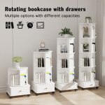 Haut 147cm bibliothque rotative  360 avec tiroir pour salon chambre bureau etagre de rangement tournante ...