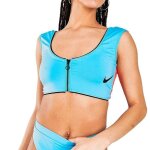 Haut de maillot de bain bleu / rose femme nike midkini
