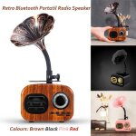 Haut - parleur portable bluetooth rtro marron mini haut - parleur portable sans fil gramophone support ...