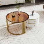 Haute qualité nouveau design mdf 2 en 1 table basse ronde table dappoint en verre trempé avec 1 dessus ... Haute qualité nouveau design mdf 2 en 1 table basse ronde table dappoint en verre trempé avec 1 dessus ...