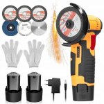 Hdeye meuleuse dangle sans fil 12v ? moteur sans balais 19 500 tr / min 2�batteries 1500mah disque 75mm ...