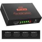 Hdmi splitter 1  4 out 3d 4k 1080p splitter hdmi distributeur adaptateur adaptateur hdmi 1 x 4 hdcp ...