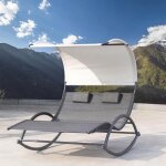 Heira - transat double  bascule avec auvent noir & gris