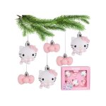 Hello kitty set de boules de nol incassables dcorations de nol en plastique lot 6 pices