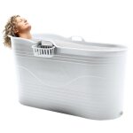 Hellobath baignoire portable - seau de bain xl (basic) - gris clair - 122 cm - bain assis adultes - ...