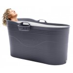 Hellobath baignoire portable - seau de bain xl (basic) - gris fonc - 122 cm - bain assis adultes - ...
