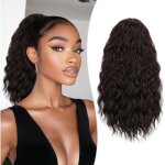 Henf - extension queue de cheval afro ondule avec cordon pour femme noire40cm marron afro kinky extension ...