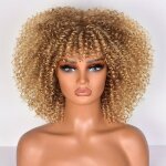 Henf - lizzy perruque afro boucle de 254 cm pour femme noire synthtique avec frange rsistante  la ...