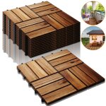 Hengda 77pcs dalles de terrasse acacia mosa�que 30x30cm syst�me de clips dalle d�coupe possible