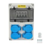 Hengda coffret de chantier répartiteur mural avec disjoncteur de câble avec 4x schuko 16a Hengda coffret de chantier répartiteur mural avec disjoncteur de câble avec 4x schuko 16a