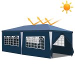 Hengda tente de r�ception bleu 3x6 m - fournitures de jardin auvent accessoires ext�rieurs parasol