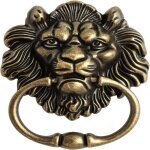 Heurtoir de porte en forme de tte de lion avec vis bronze antique