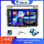 Hikity 9 2 din autoradio [2 + 64g] android pour toyota corolla verso 2004 - 2009 - carplay sans filgpswifimirr ...