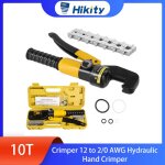 Hikity pince � c�ble hydraulique 10t - pour cosses de c�ble 12 � 2 / 0 awg - outil de sertissage manuel ...