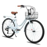 Hiland 26 pouces v�lo de ville - 7 vitesses freins double s�curit� cadre bas garde - boue et porte - ...
