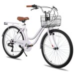Hiland 26 pouces v�lo de ville - 7 vitesses freins double s�curit� cadre bas garde - boue et porte - ...