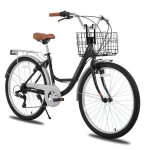 Hiland 26 pouces vlo de ville pour femmes - 7 vitesses freins double scurit cadre bas garde - boue ...