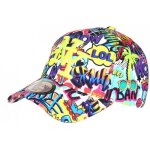 - hip hop honour - casquette ny blanche et violette look pop art comics baseball wow boom - blanc
