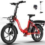 Hitway vlo lectrique 20 pliant rouge 36v 15. 6ah batterie amovible moteur 250w 7 vitesses app porte ...