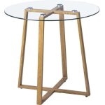 Hj transparent ronde table en verre table de salle  manger scandinave 80 * 80 * 75cm