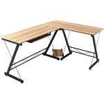 Hlc table bureau informatique bureau d?angle ordinateur 161 * 120 * 73cm couleur naturelle - 035