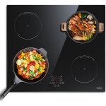 Hobsir plaque  induction - 4 foyer - 6400w - l59 x p52 cm - minuterie - plaque de cuisson lectrique ...