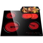 Hobsir plaque vitrocramique 4 feux plaque cuisson lectrique encastrable 60cm 6600w table de cuisson ...