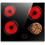 Hobsir plaque vitrocramique 4 feux table de cuisson 60cm encastrable 6000w commande tactile fonction ...
