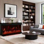 Homavo 36 chemin�e �lectrique 1000 / 2000w flamme 3d chemin�e sur pied / encastrable t�l�commande minuterie ...