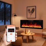 Homavo 50 chemin�e �lectrique 1000 / 2000w flamme 3d app contr�le pose murale / encastrable minuterie ...