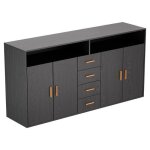 Homavo buffet bg1 - l avec 4 tiroirs 2 portes et compartiments ouverts ? commode - l / h / p : 160 x ...