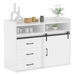 Homavo buffet coulissant avec 3 tiroirs et 1 porte coulissante ? 107 x 80 x 40 cm blanc