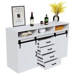 Homavo buffet long coulissant avec 4 tiroirs et 2 portes coulissantes ? 140 � 80 � 40 cm blanc