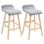 Homcom - lot de 2 tabouret de bar - bois - 40x41. 5x75. 5cm - gris