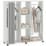 Armoire penderie mobile - homcom - meuble de rangement 6 roulettes dressing chambre - bois - 120l x 40l ...