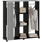 Armoire penderie mobile - homcom - meuble de rangement 6 roulettes dressing chambre - bois - 120l x 40l ...