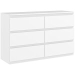 Commode - homcom - 6 tiroirs meuble rangement �pur� style moderne chambre salon - bois - 120x39x75cm ...