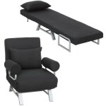 Fauteuil chauffeuse - homcom - canap� - lit convertible inclinable 1 place coussin accoudoirs - lin m�tal ...