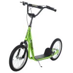 Trottinette - homcom - grands pneus guidon rglable poigne frein et bquille - pour enfants 5 + ans ...