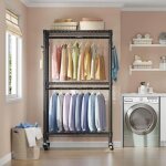 Homdox portant  vtements double barre 90x42x205cm avec tagres rglables portant  vtements avec ...