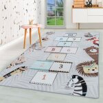 Homebyhome tapis enfant tapis dveil tapis la marelle color gris 100x150 cm tapis chambre enfant tapis ...
