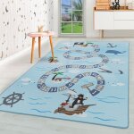 Homebyhome tapis enfant motif pirate coloris bleu 80x120 cm tapis chambre enfant tapis chambre bb