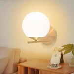 Homefire applique murale dint�rieur or - lampe de lit boule de verre e27 �clairage mural en m�tal