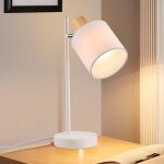 Homefire lampe de chevet blanc vintage - e14 lampe  poser en bois abat - jour en tissu lampe de salon ...