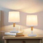 Homefire lampe de chevet set de 2 lampes de table salon - en bois e27 douille bedside lamp chambre � ...
