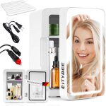 Homefire mini frigo 6 l - double alimentation 12v / 230v - silencieux avec miroir et �clairage led (blanc) ...