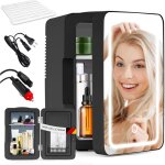 Homefire mini frigo 6 l - double alimentation 12v / 230v - silencieux avec miroir et �clairage led (noir) ...