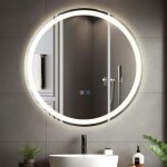 Homefire miroir lumineux salle de bain - rond 80 cm led ip44 interrupteur tactile antibue rglable 3000k ...