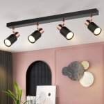 Homefire plafonnier 4 spot gu10 - noir moderne spot de plafond orientable 355 lampe de cuisine pour ...